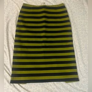 PRADA Green and Black Striped Pencil Skrit